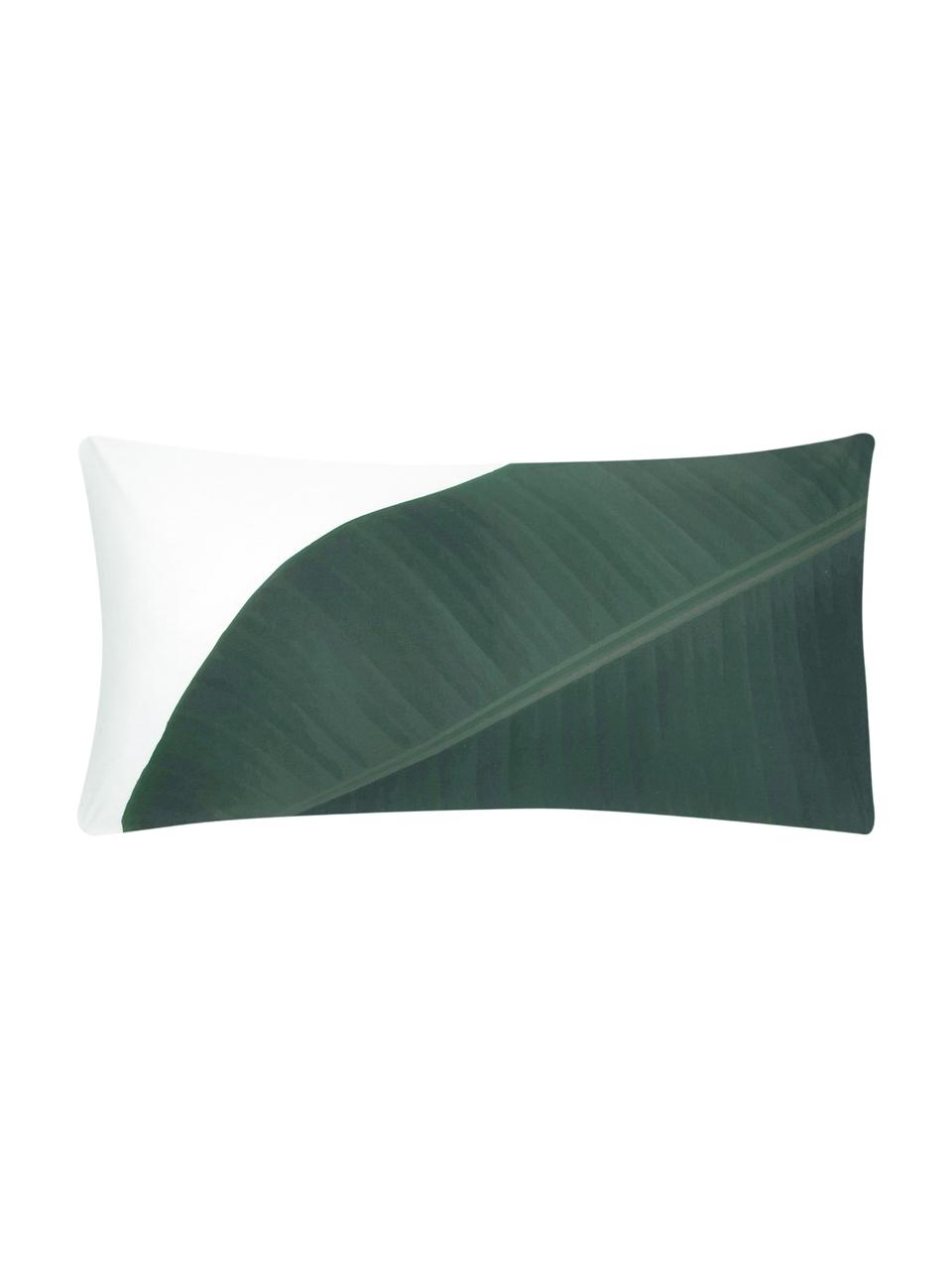 Perkálový povlak na polštář s motivem listů Banana, 2 ks, Přední strana: zelená Zadní strana: bílá, Š 40 cm, D 80 cm