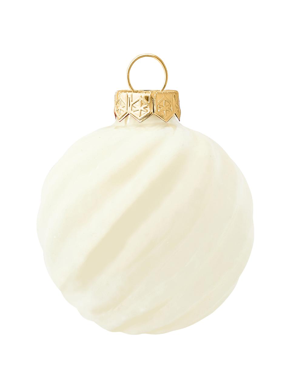 Boules de Noël Gabriela, 3 pièces, Verre, Blanc crème, Ø 6 cm