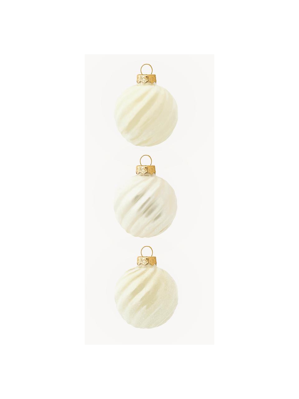 Set palline di Natale Gabriela 3 pz, Vetro, Bianco crema, Ø 6 cm