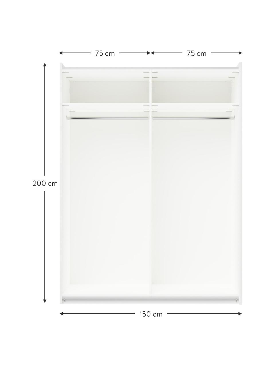 Armario modular Leon, 2 puertas correderas (150 cm), diferentes variantes, Estructura: aglomerado con certificad, Blanco, Interior Basic (An 150 x Al 200 cm)