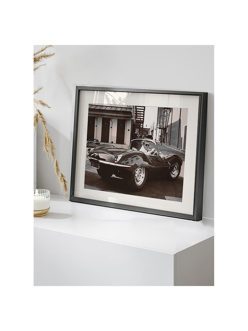 Fotografia v ráme Steve McQeen in his Jaguar, Čierna, lomená biela, Š 43 x V 33 cm