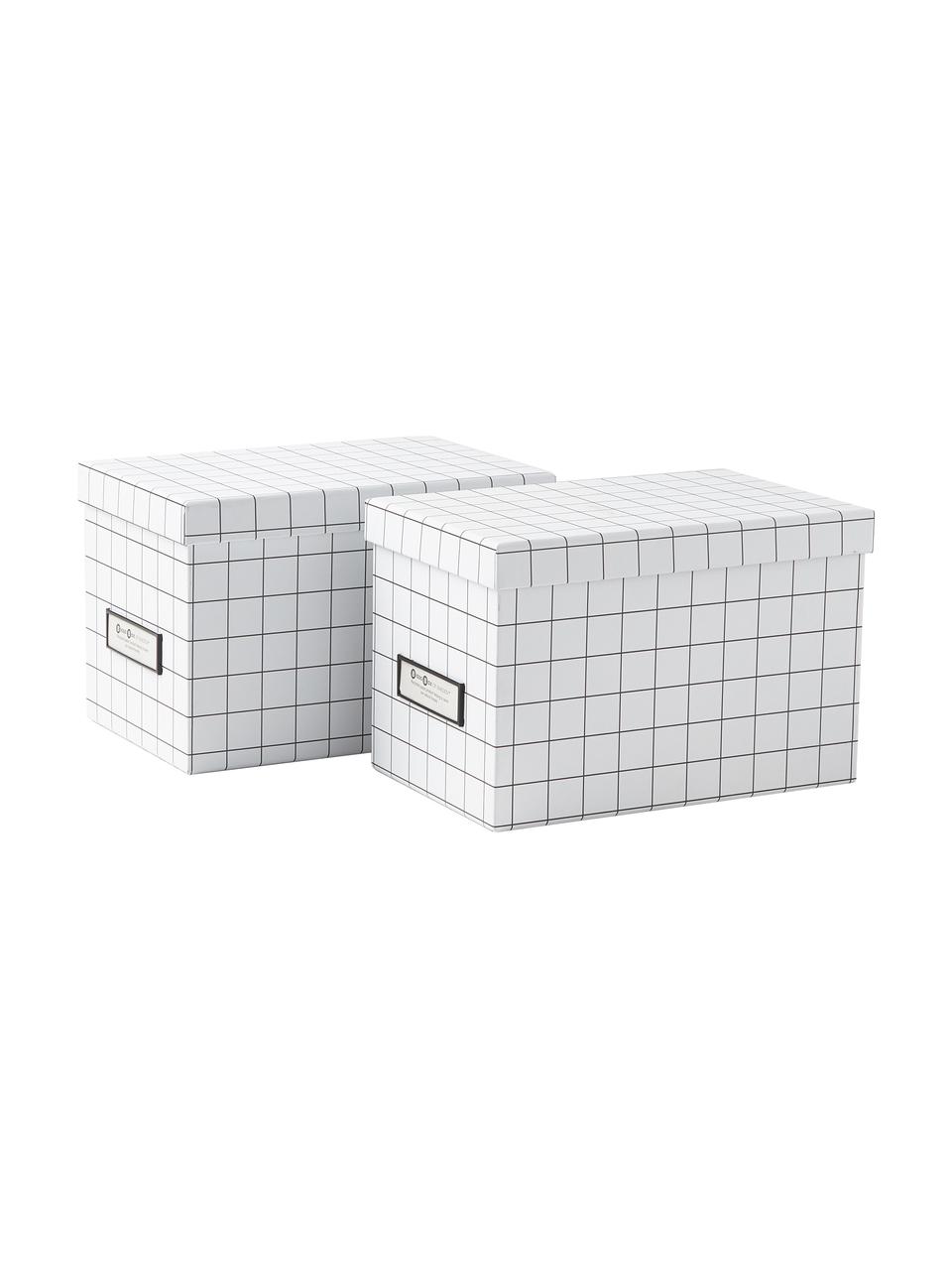Aufbewahrungsboxen Kristina, 2 Stück, Box: fester, laminierter Karto, Weiss, Schwarz, B 22 x H 15 cm