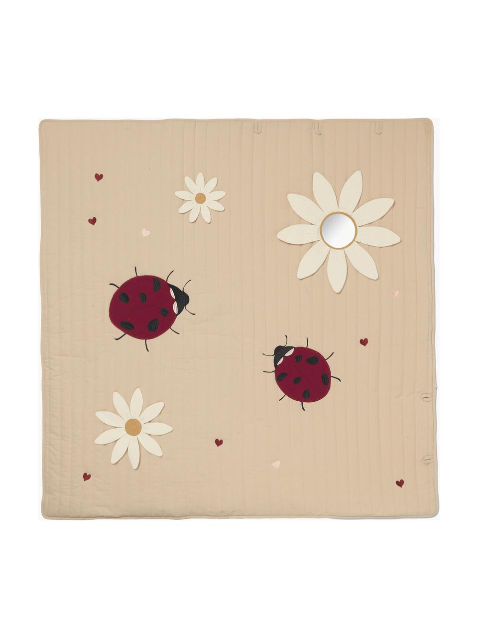 Mata do zabawy z bawełny Ladybug, Bawełna, Beżowy, wielobarwny, S 120 x D 120 cm