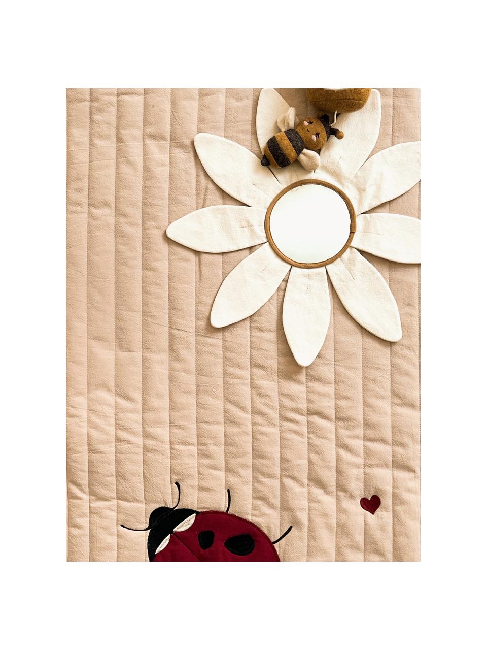 Mata do zabawy z bawełny Ladybug, Bawełna, Beżowy, wielobarwny, S 120 x D 120 cm