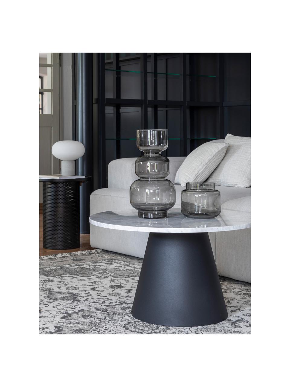 Table basse ronde en marbre Mary, Marbre blanc-gris, noir