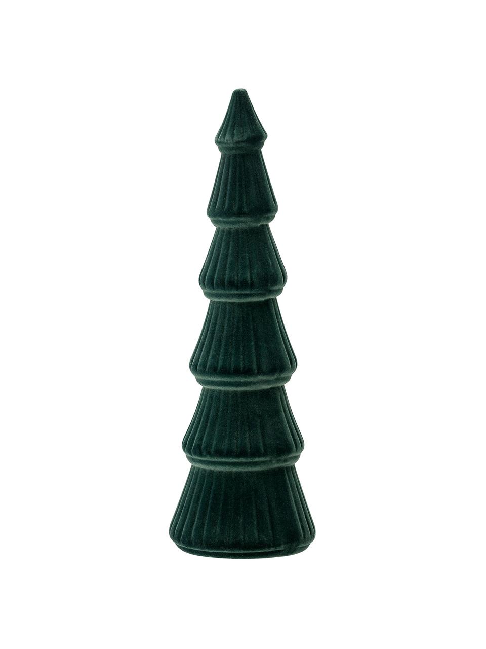 Oggetto decorativo in velluto Tree, Pannello di fibra a media densità (MDF), velluto di poliestere, Verde, Ø 10 x Alt. 34 cm