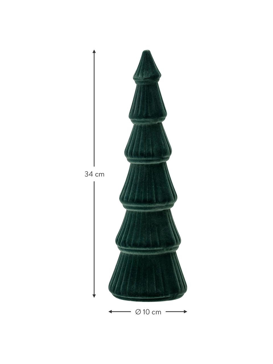 Pieza decorativa pino de terciopelo Tree, Tablero de fibras de densidad media, terciopelo de poliéster, Verde, Ø 14 x Al 20 cm