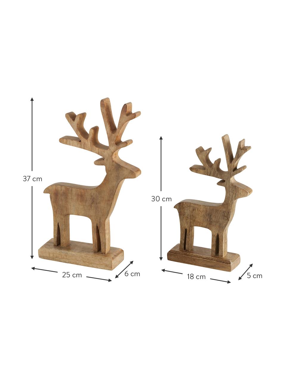 Figuras decorativas ciervos de madera Paimia, 2 uds., Madera, Marrón, Set de diferentes tamaños