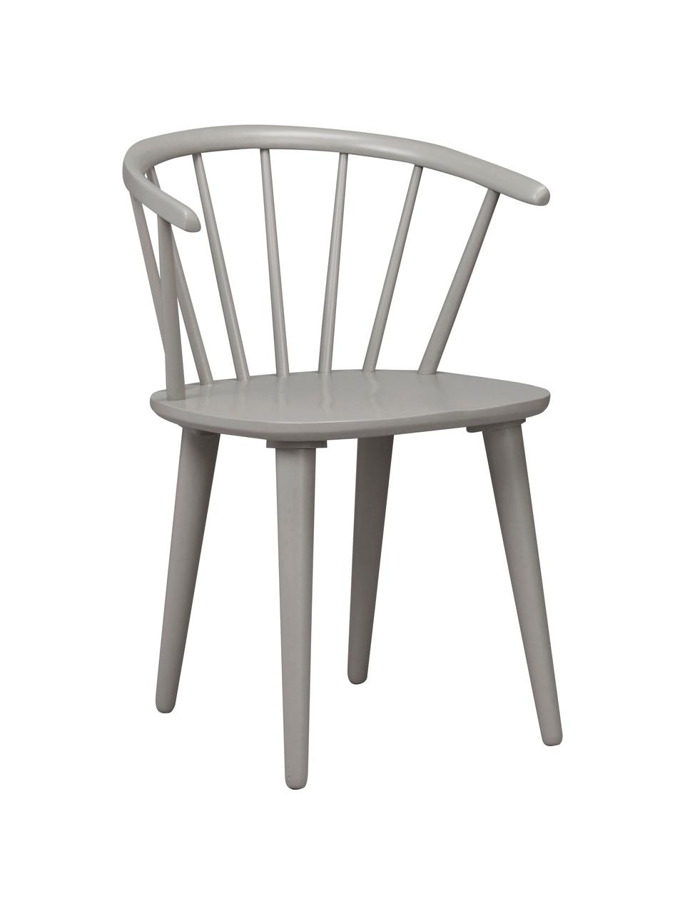 Sillas con reposabrazos de madera Windsor Carmen, 2 uds., Madera de caucho lacada, Gris claro, An 54 x Al 76 cm