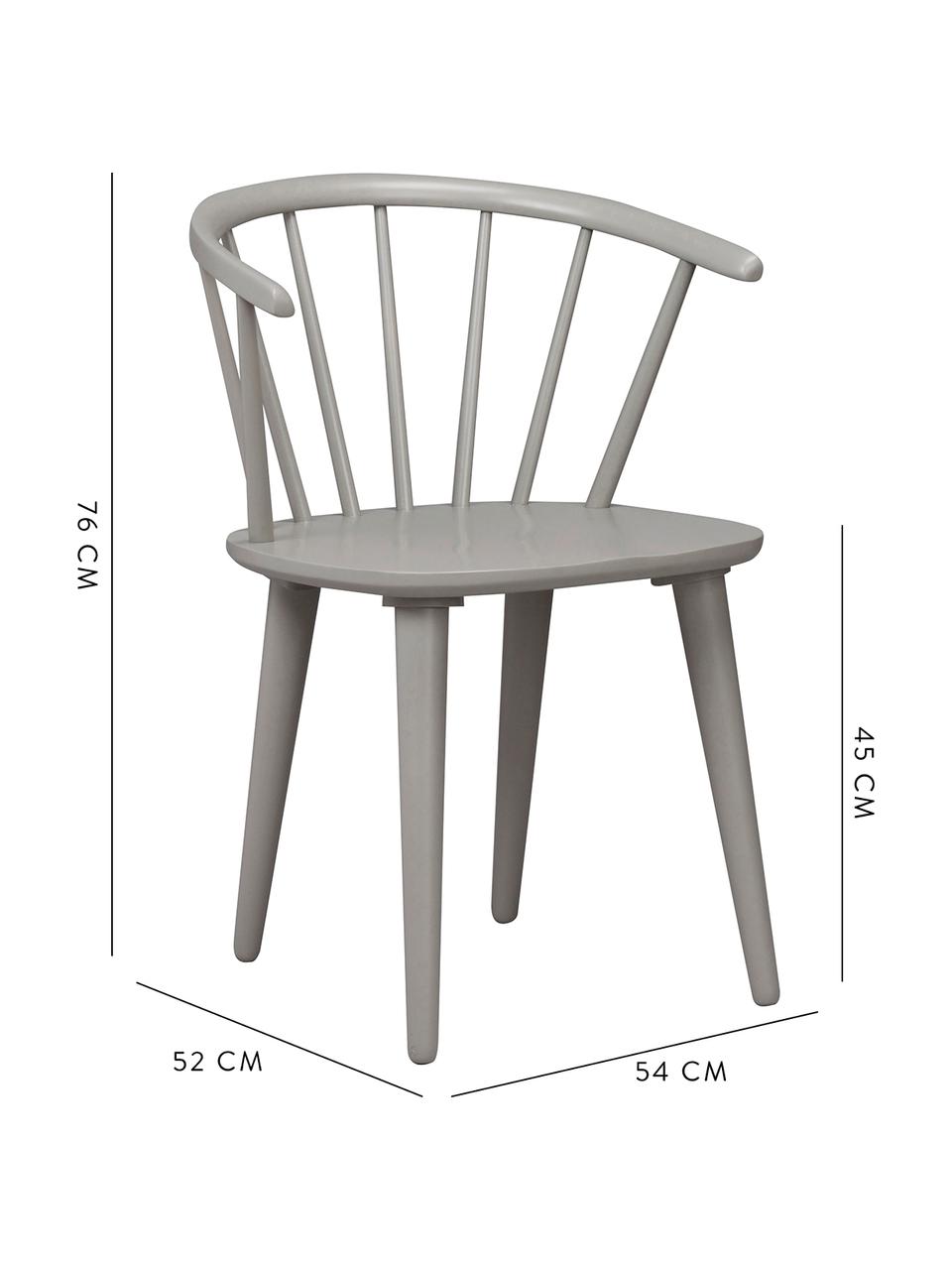 Krzesło z podłokietnikami z drewna  Windsor Carmen, 2 szt., Drewno kauczukowe, lakierowane, Jasny szary, S 54 x W 76 cm