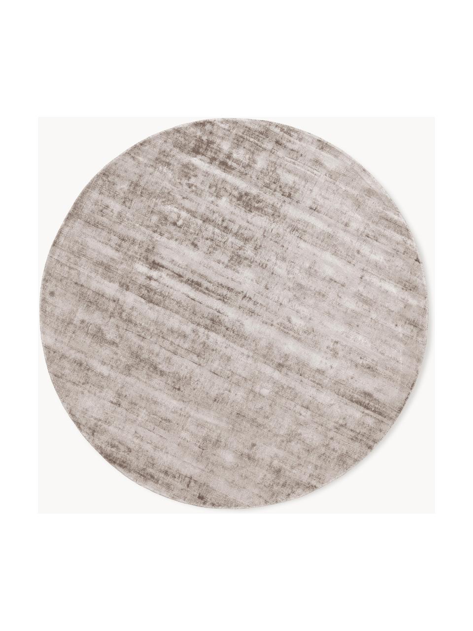 Tapis rond en viscose tissé main Jane, 100 % viscose, Taupe, Ø 150 cm (taille M)