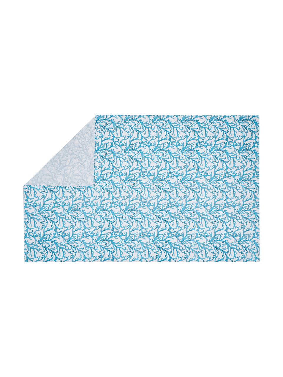 Tovaglia in cotone con stampa corallo Estran, Cotone, Blu, bianco, Per 4-6 persone (Larg.160 x Lung. 160 cm)