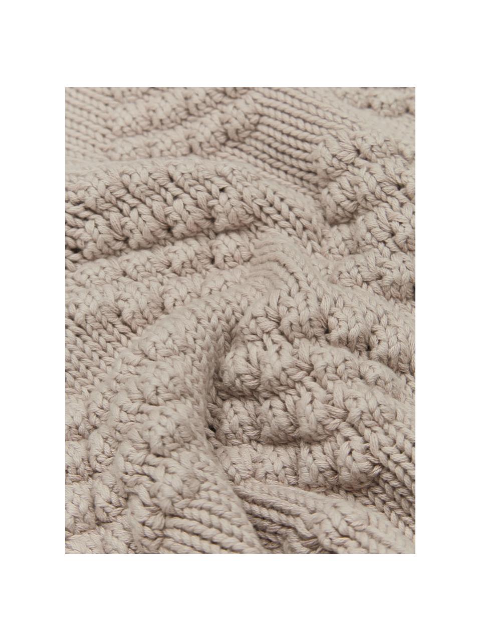 Strick-Kissenhülle Kelly mit Strukturmuster, 100% gekämmte Baumwolle, Beige, 40 x 40 cm