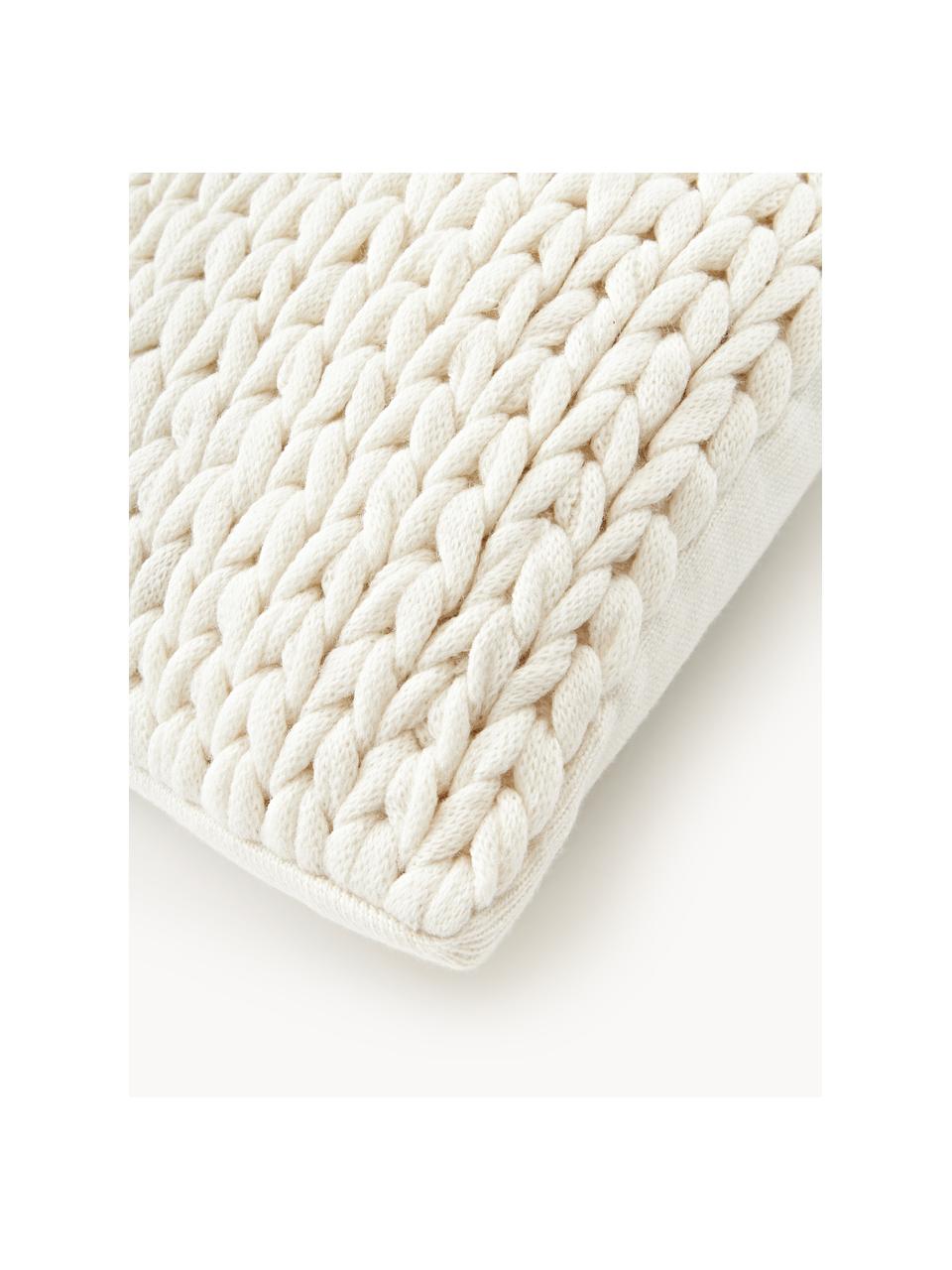 Ručně pletený povlak na polštář Adyna, 100 % akryl, Tlumeně bílá, Š 45 cm, D 45 cm