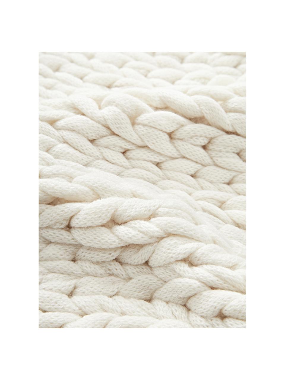 Ručne vyrobená pletená obliečka na vankúš Adyna, 100 % akryl, Lomená biela, Š 45 x D 45 cm