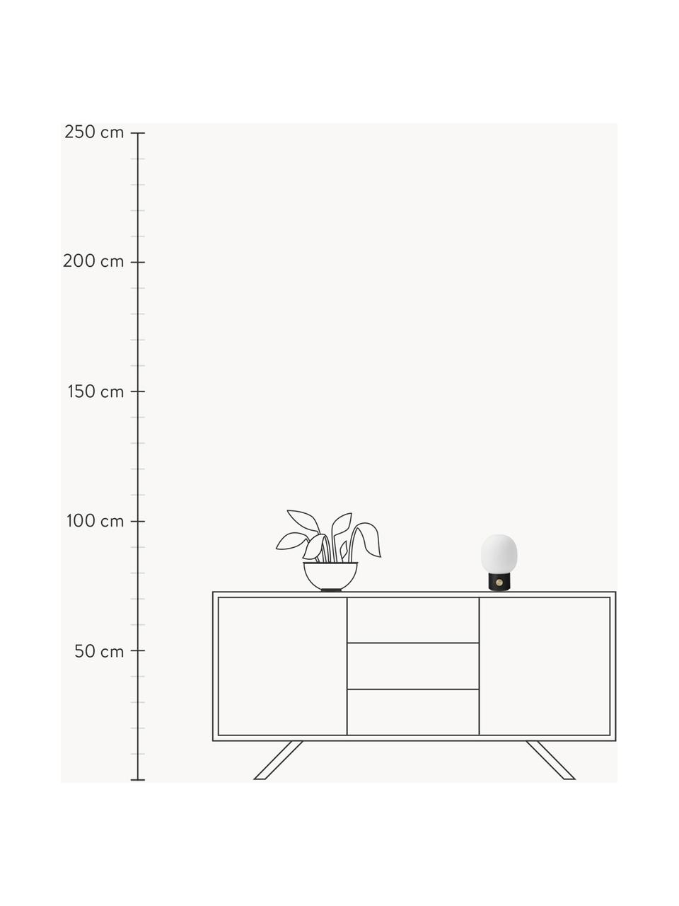 Kleine mobiele tafellamp JWDA met USB-aansluiting, dimbaar, Lampenkap: glas, Lampvoet: gecoat metaal, Wit, zwart, Ø 15 x H 22 cm