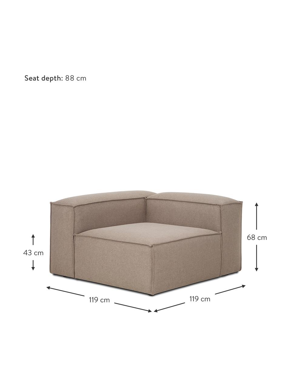 Modulo angolare Lennon, Rivestimento: 100% poliestere Con 115.0, Struttura: legno di pino massiccio, , Piedini: plastica, Tessuto marrone, Larg. 119 x Prof. 119 cm, angolo a sinistra