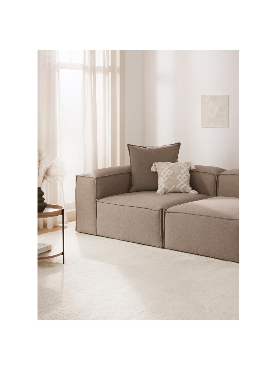 Module d'angle Lennon, Tissu brun, larg. 119 x prof. 119 cm, méridienne à gauche