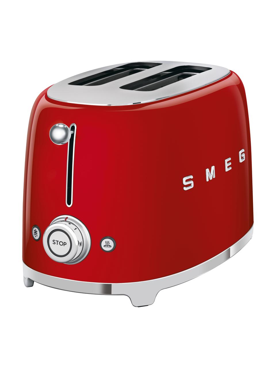 Kompakt Toaster 50's Style, Edelstahl, lackiert, Rot, glänzend, B 31 x H 20 cm