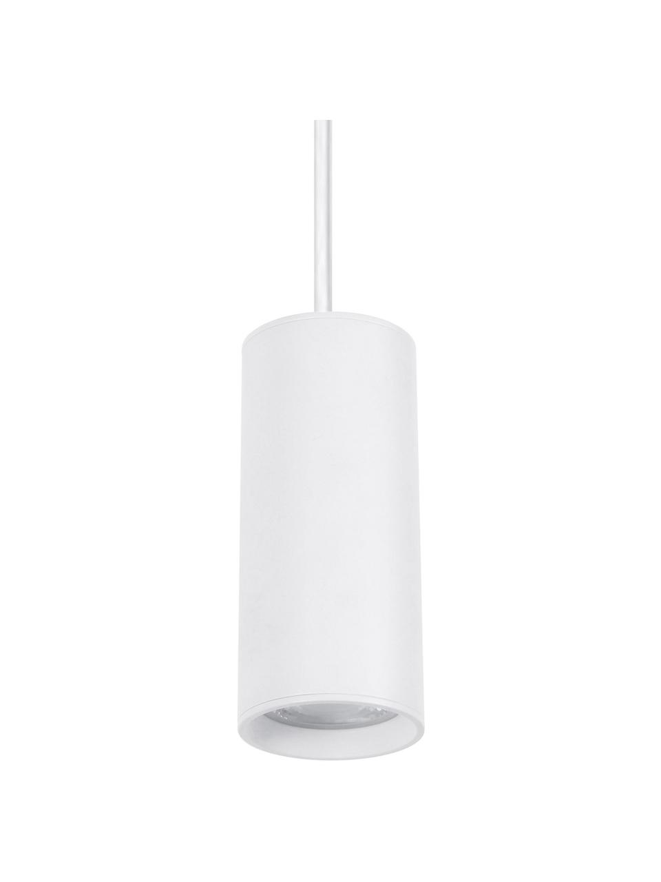 Kleine moderne hanglamp Aila, Lampenkap: gecoat aluminium, Baldakijn: gecoat aluminium, Wit, Ø 6  x H 20 cm