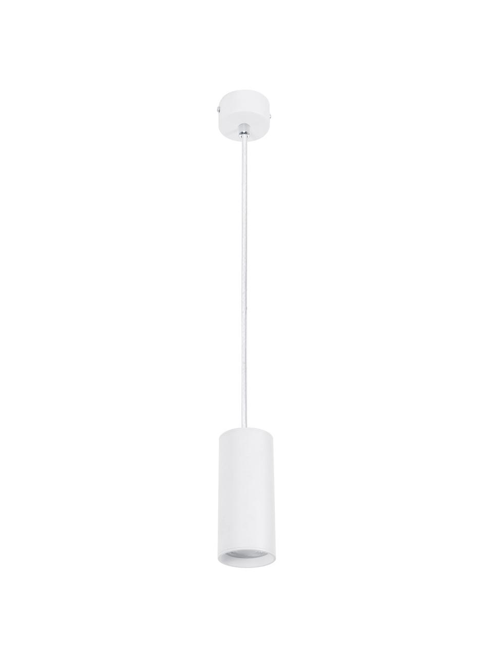 Kleine moderne hanglamp Aila, Lampenkap: gecoat aluminium, Baldakijn: gecoat aluminium, Wit, Ø 6  x H 20 cm