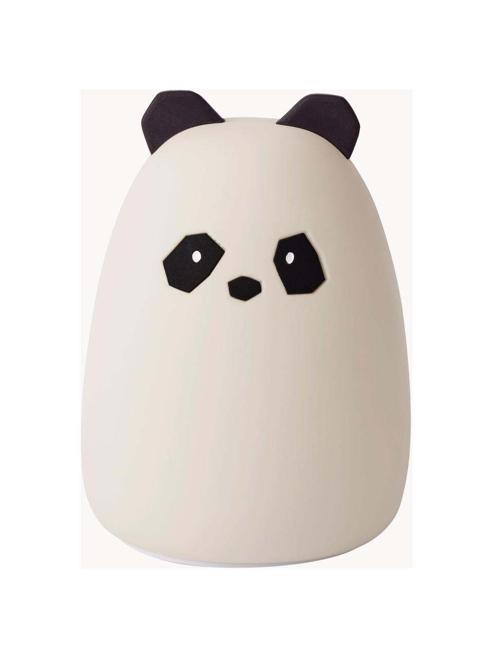 LED lichtobject Winston Panda, 100% siliconen, BPA-vrij, Lichtbeige, zwart, Ø 11 x H 14 cm