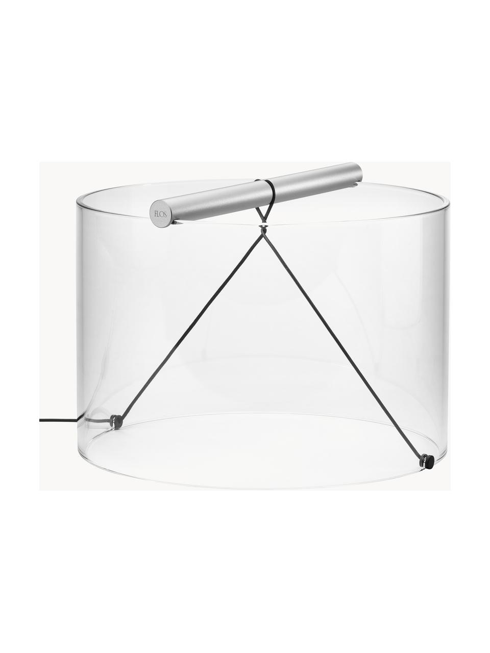 Lampada da tavolo piccola a LED luce regolabile To-Tie, Paralume: vetro, Struttura: alluminio rivestito, Argentato, trasparente, Ø 31 x Alt. 22 cm