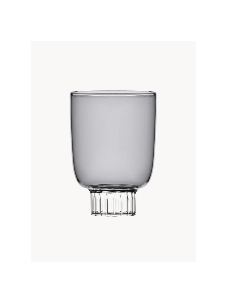 Ručně vyrobená sklenice na vodu Liberta, Borosilikátové sklo, Transparentní, šedá, Ø 8 cm, V 11 cm, 320 ml