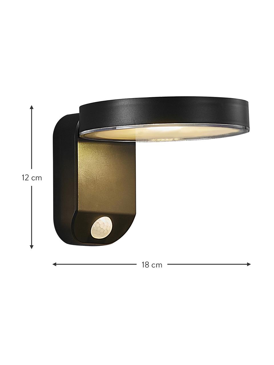 Solarny kinkiet zewnętrzny z czujnikiem ruchu Rica, Czarny, S 15 x W 12 cm