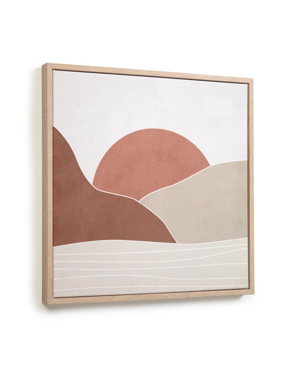 Impression numérique encadrée Izem Sun, Beige, brun, vieux rose, blanc, larg. 40 x haut. 40 cm