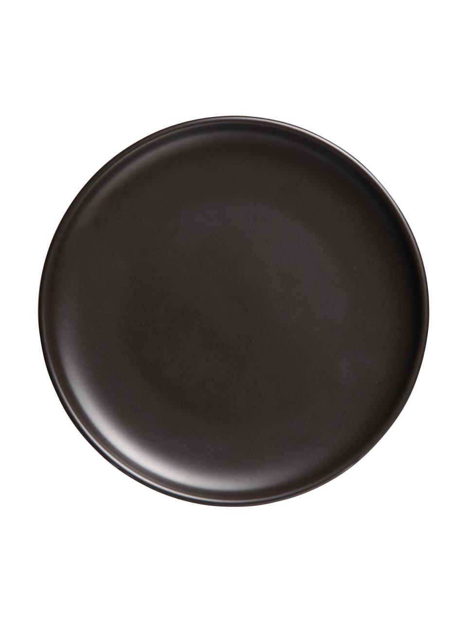 Platos llanos Okinawa, 4 uds., Cerámica, Negro mate, Ø 27 cm