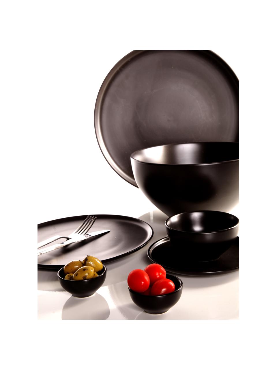 Dinerborden Okinawa, 4 stuks, Keramiek, Mat zwart, Ø 27 cm