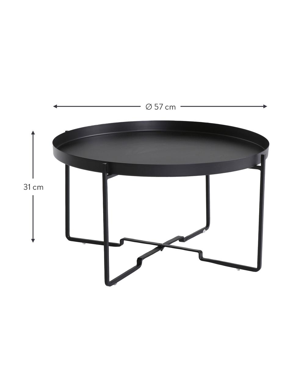 Kulatý konferenční stolek George, Potažený kov, Černá, Ø 57 cm, V 31 cm