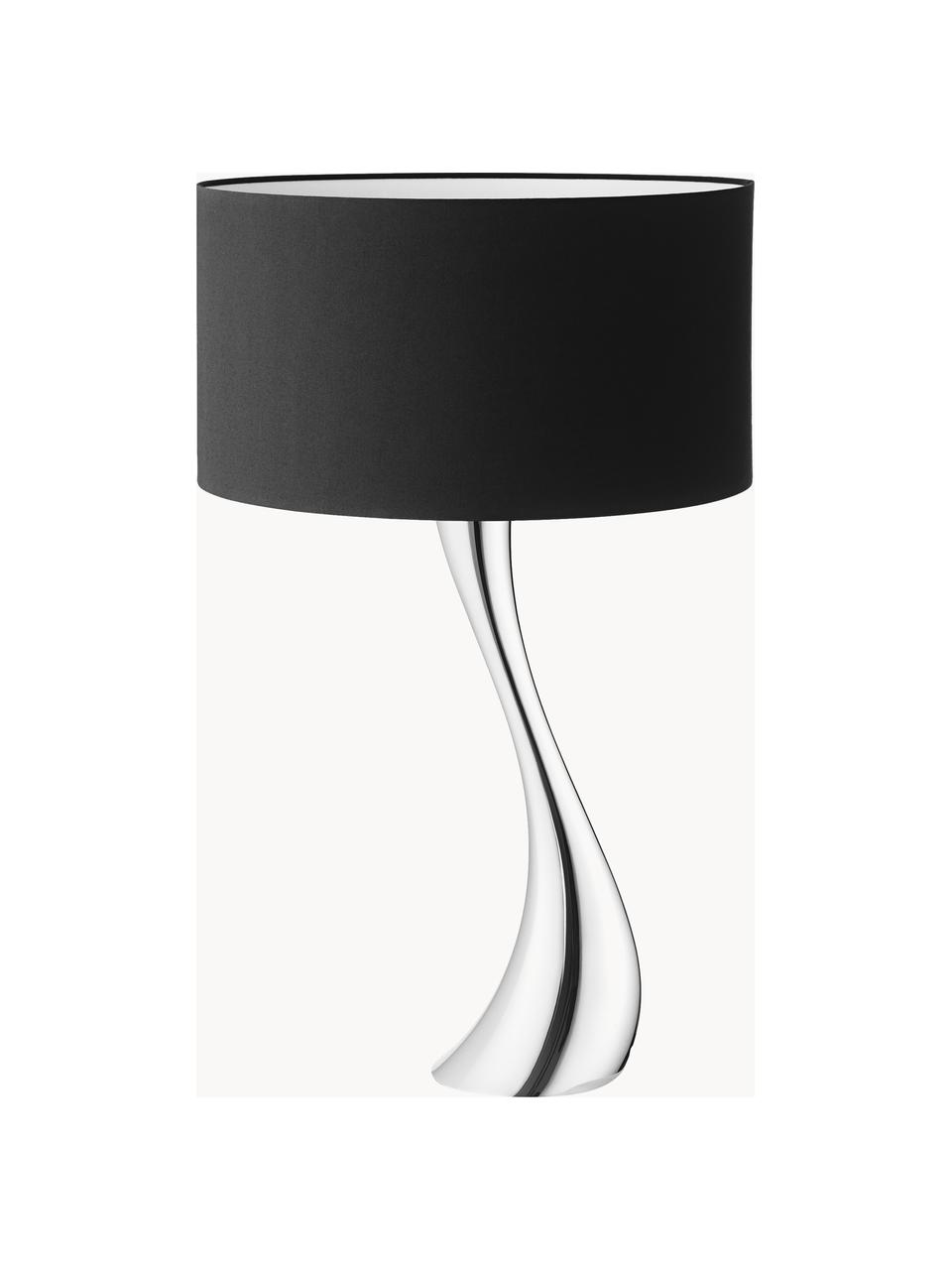 Grande lampe à poser en acier inoxydable Cobra, Argenté, noir, Ø 35 x haut. 56 cm