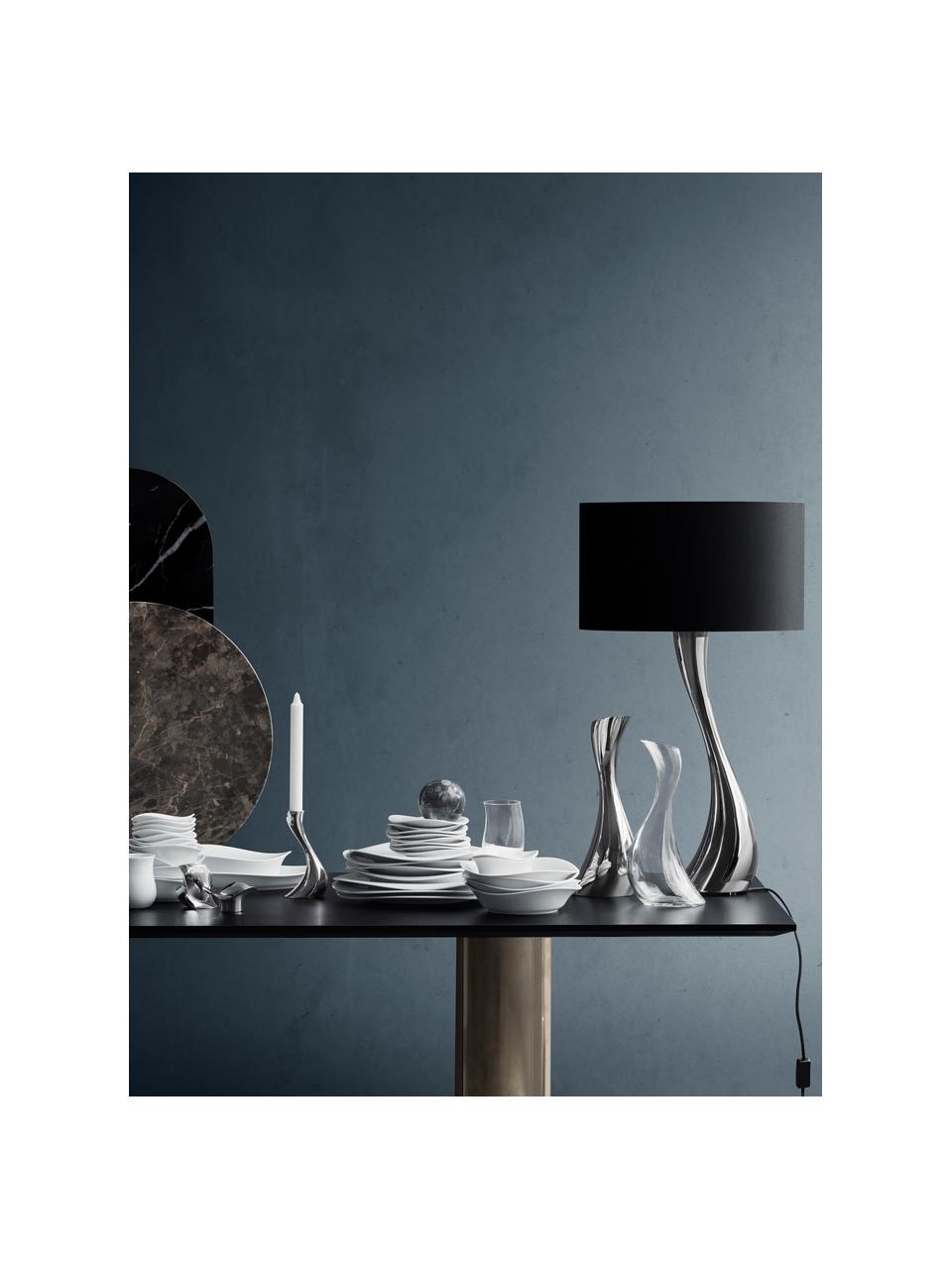 Lampada da tavolo grande in acciaio inossidabile Cobra, Paralume: cotone, Struttura: acciaio inossidabile luci, Argentato, nero, Ø 35 x Alt. 61 cm