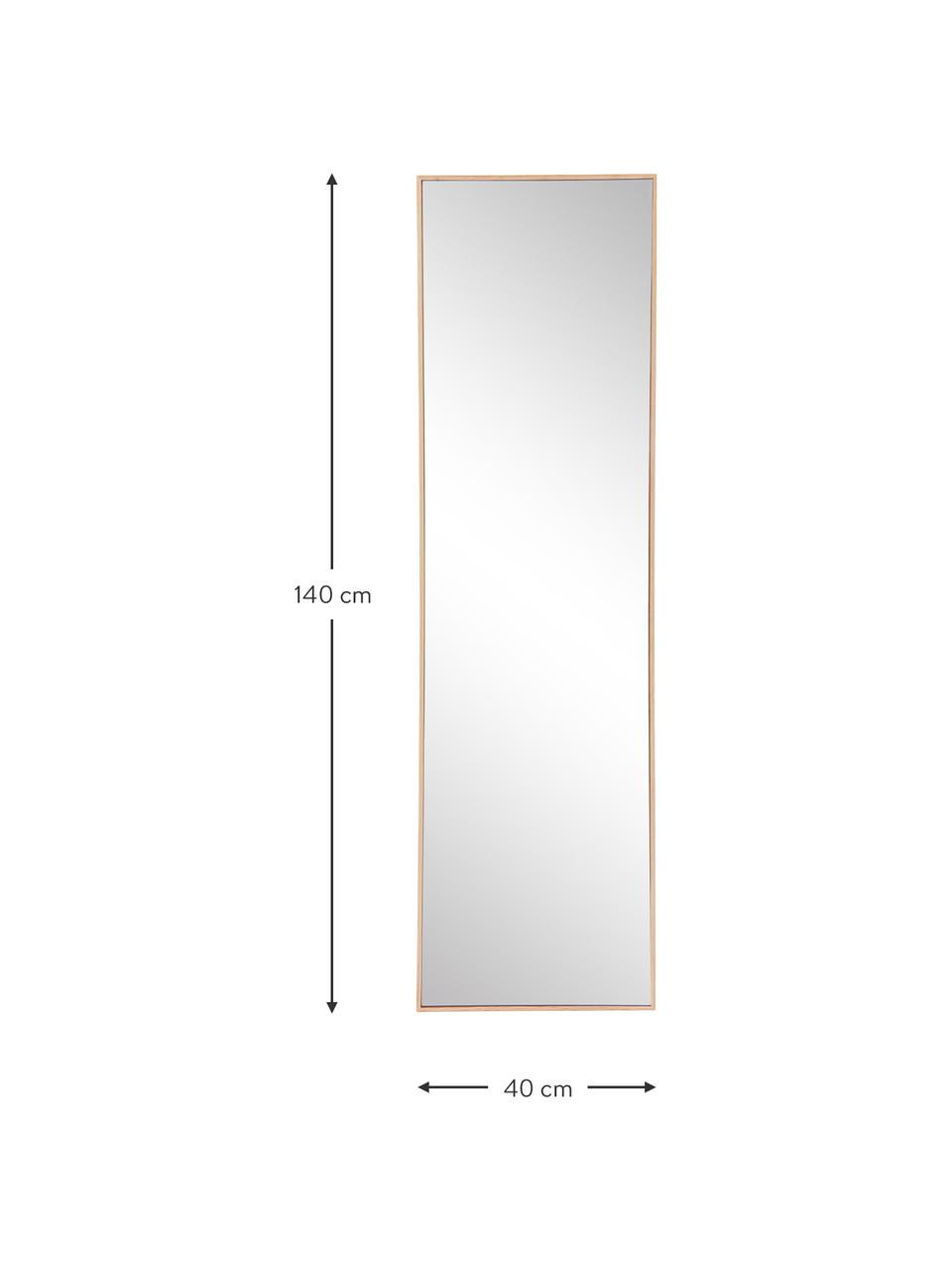Specchio rettangolare da parete con cornice in legno marrone Avery, Cornice: legno di quercia, Superficie dello specchio: lastra di vetro, Marrone, Larg. 40 x Alt. 140 cm