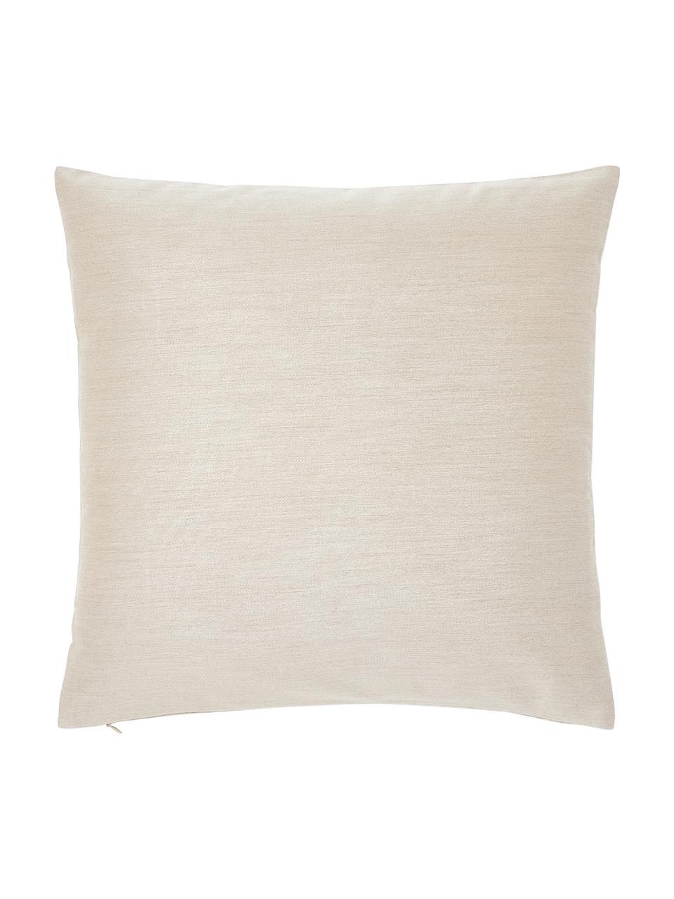 Housse de coussin satin de coton motif de vagues brodées beige Nico, 100 % satin de coton, Beige, Larg. 45 cm, long. 45 cm