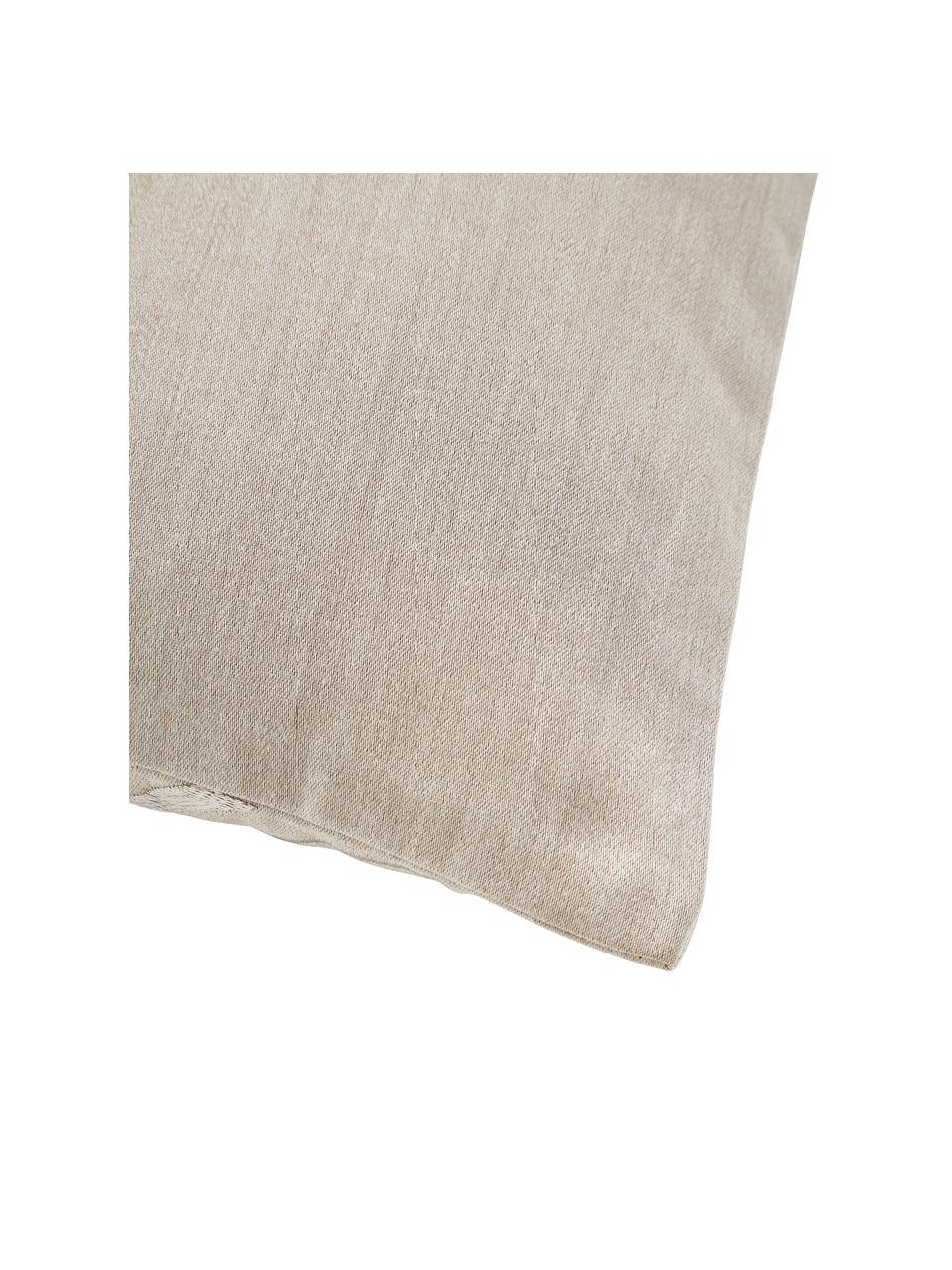 Housse de coussin satin de coton motif de vagues brodées beige Nico, 100 % satin de coton, Beige, Larg. 45 cm, long. 45 cm