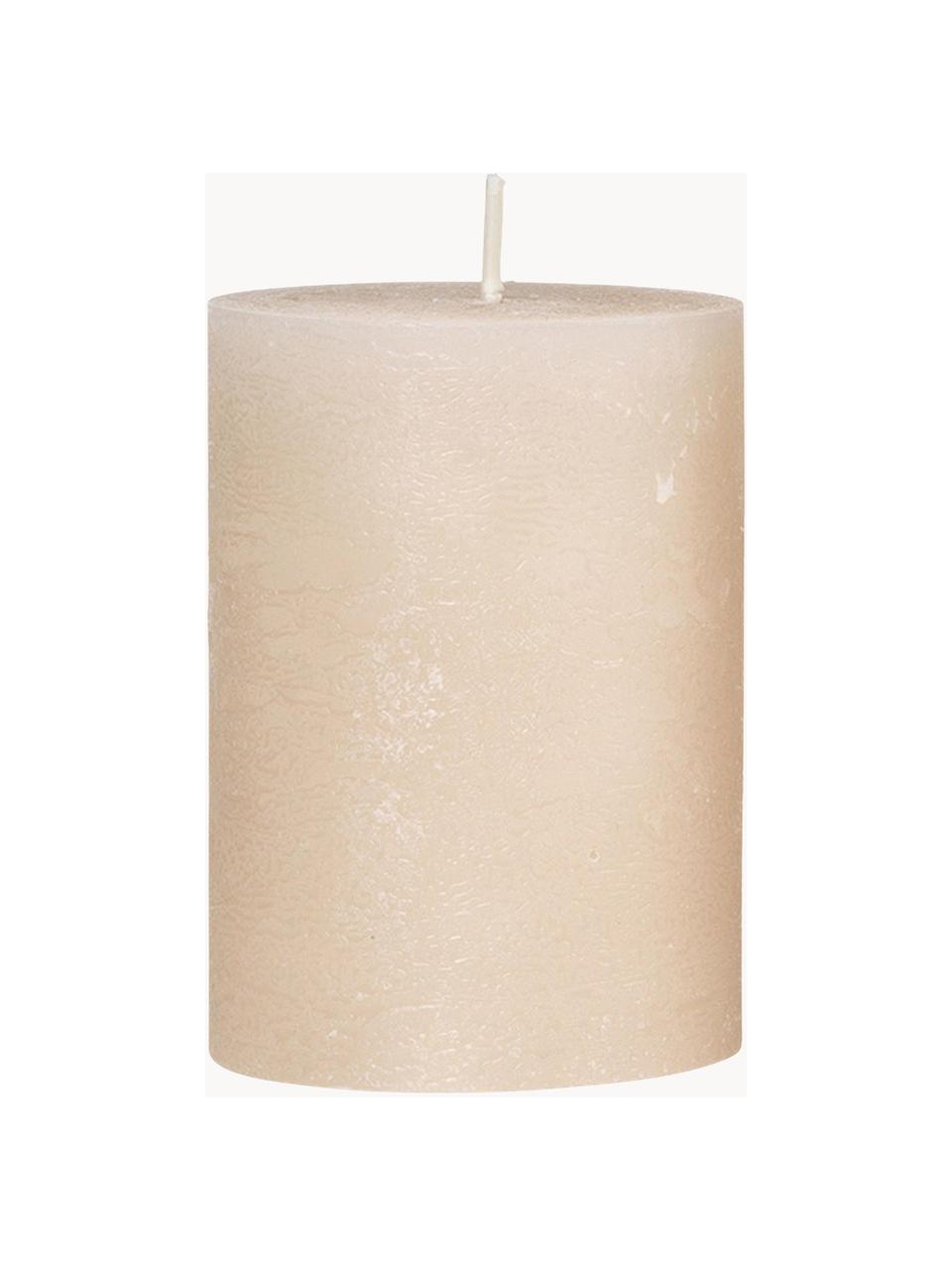 Ručně vyrobená sloupová svíčka Rustic, V 10 cm, Vosk, Krémově bílá, Ø 7 cm, V 10 cm