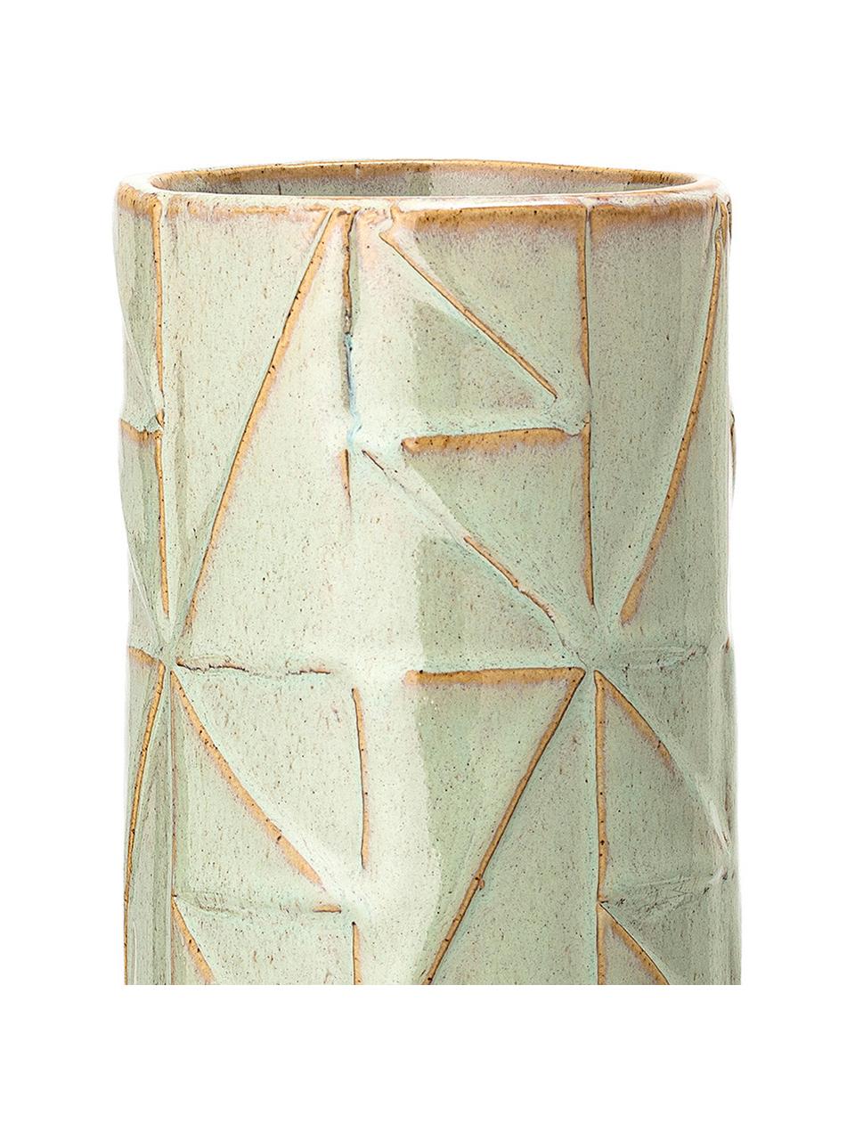 Ręcznie wykonany wazon z kamionki Mina, Kamionka, Zielony, Ø 11 x W 25 cm