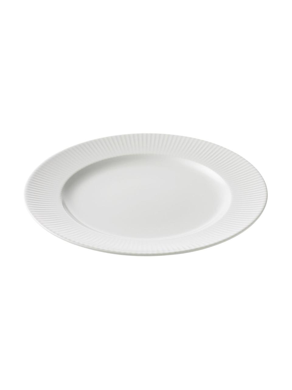 Assiettes plates Groove, 4 pièces, Grès cérame, Blanc, Ø 27 x haut. 1 cm