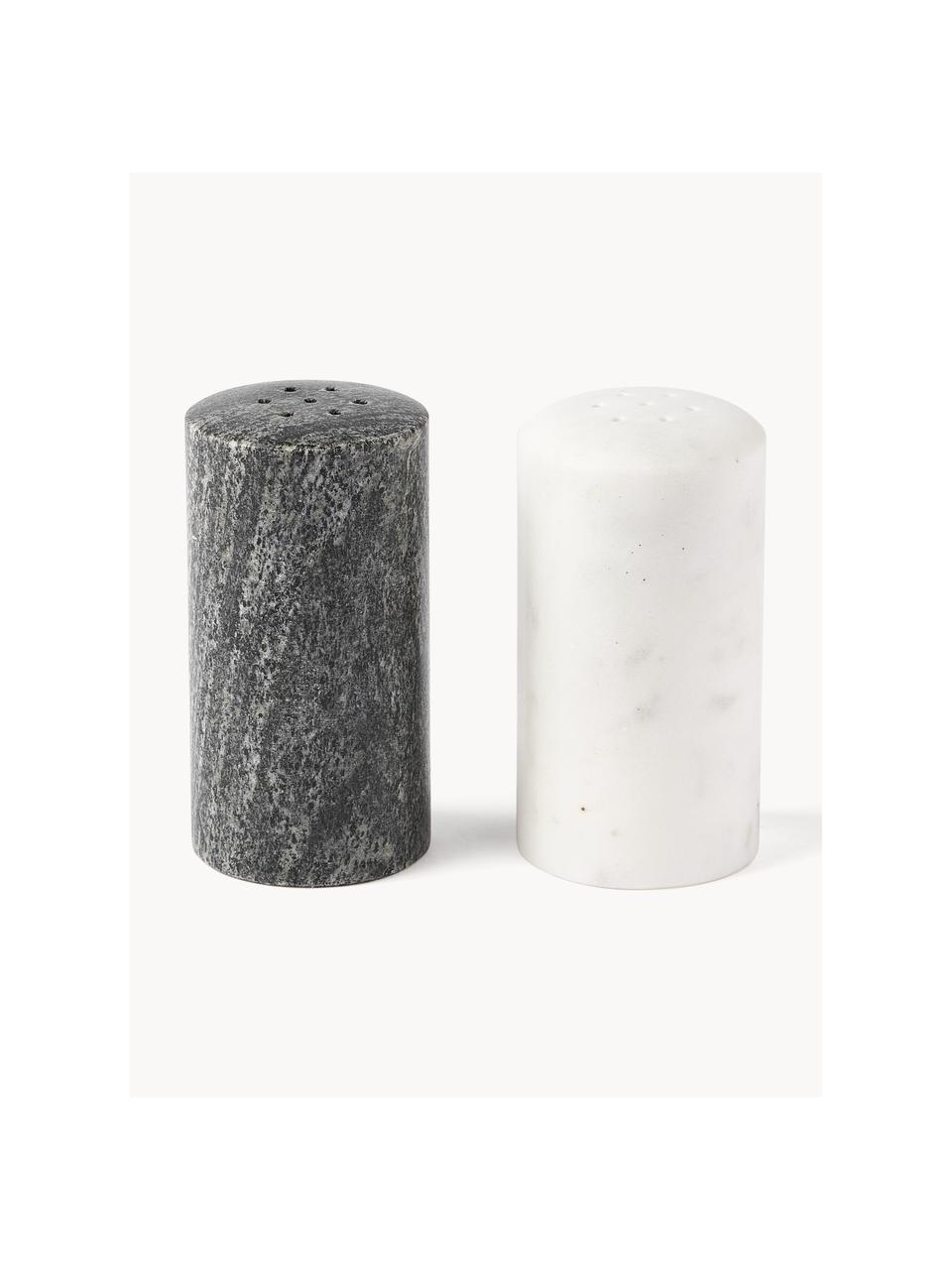 Set saliera e pepiera in marmo Agata 2 pz, Marmo, Bianco, nero, marmorizzato, Ø 4 x Alt. 8 cm