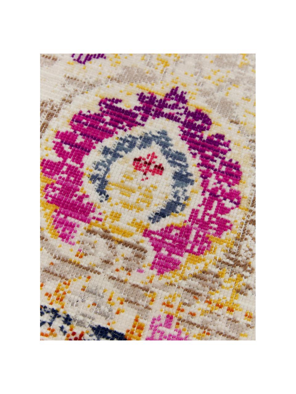 Laagpolige loper Kashan Vintage met gekleurde decoratie, Bovenzijde: 100% polypropyleen, Onderzijde: latex, Lichtbeige, meerkleurig, B 71 x L 230 cm