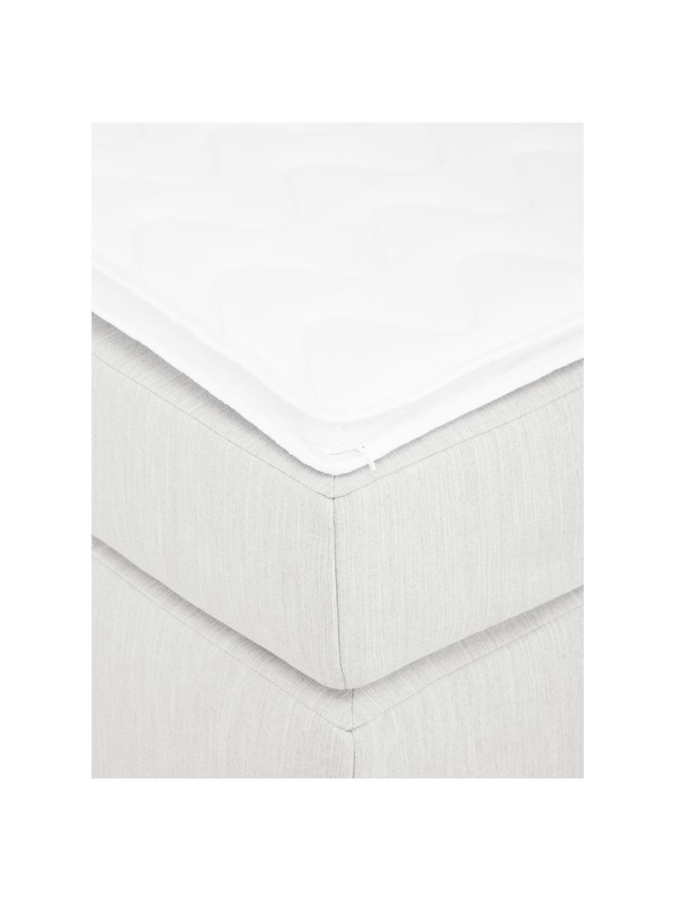 Boxspringbett Enya, Matratze: 5-Zonen-Taschenfederkern, Füße: Kunststoff Dieses Produkt, Webstoff Hellgrau, B 140 x L 200 cm, Härtegrad H2