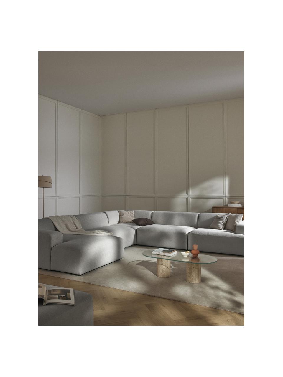 Divano ampio Melva, Rivestimento: 100% poliestere Con 115.0, Struttura: legno massiccio di pino e, Piedini: plastica Questo prodotto , Tessuto grigio chiaro, Larg. 339 x Prof. 339 cm, parte angolare a destra