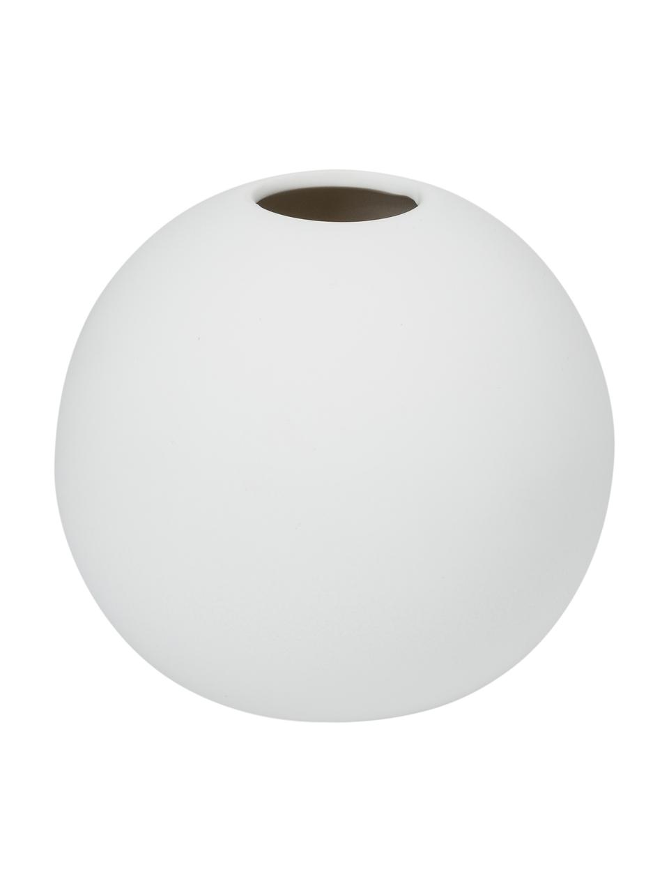 Jarrón esfera artesanal pequeño Ball, Cerámica, Blanco, Ø 10 x Al 10 cm