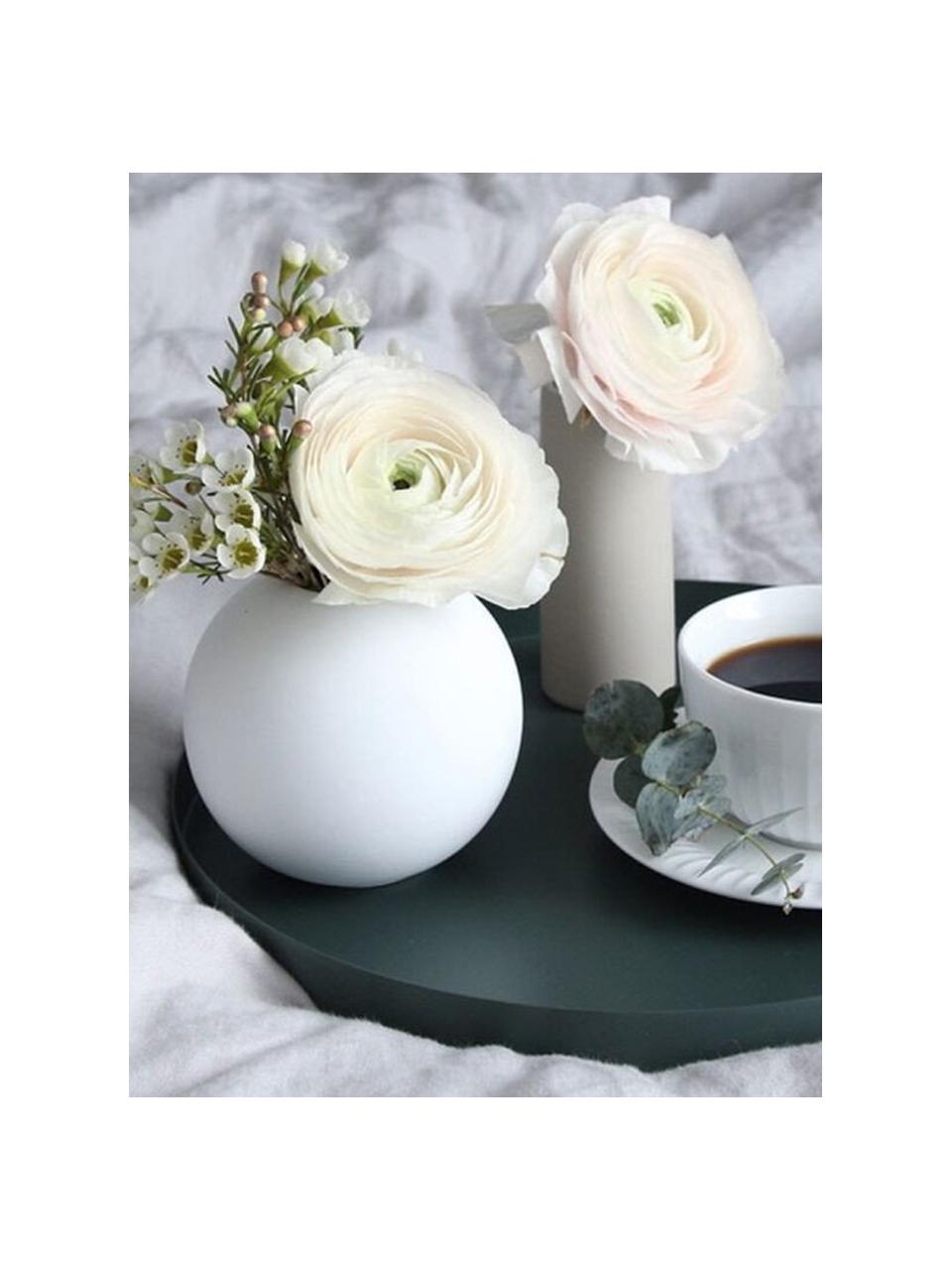 Ručne vyrobená guľatá váza Ball, Keramika, Biela, Ø 10 x V 10 cm