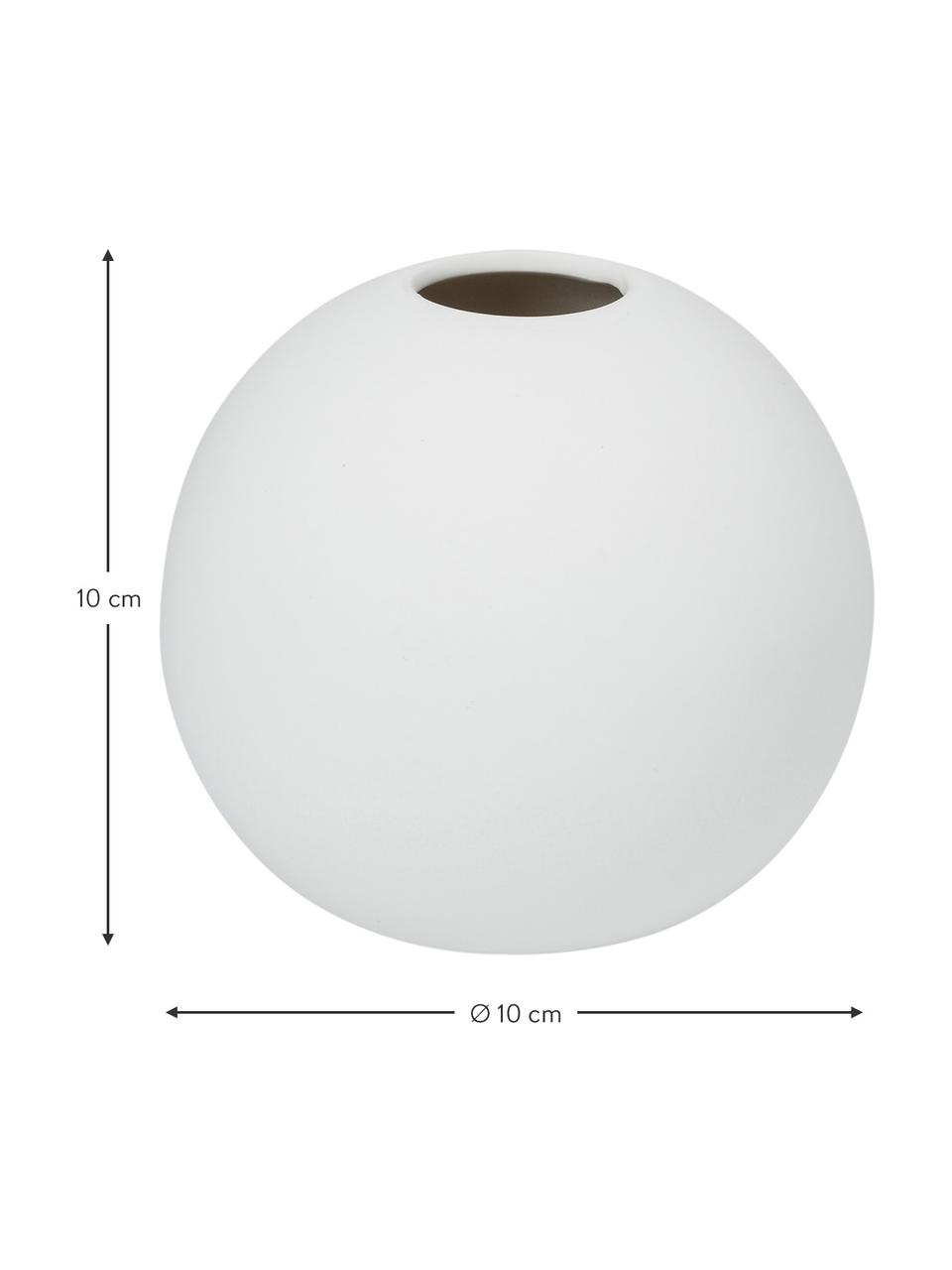 Jarrón esfera artesanal Ball, Cerámica, Blanco, Ø 10 x Al 10 cm