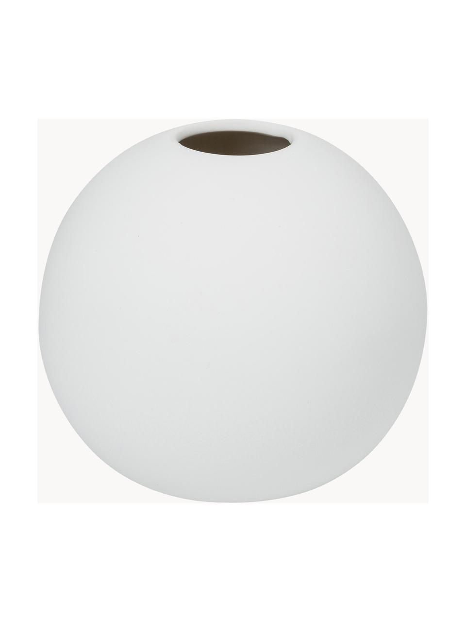 Ručně vyrobená kulatá váza Ball, V 10 cm, Keramika, Bílá, Ø 10 cm, V 10 cm