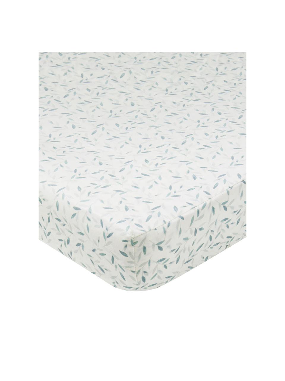 Aankleedkussenhoes Green Leaves van biokatoen, 100% biokatoen, OCS-gecertificeerd, Wit, groen, patroon, B 50 x L 65 cm